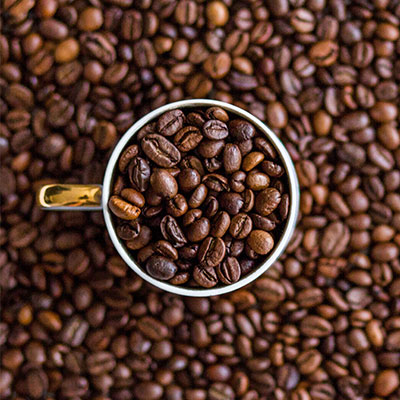 Cup of coffee beans